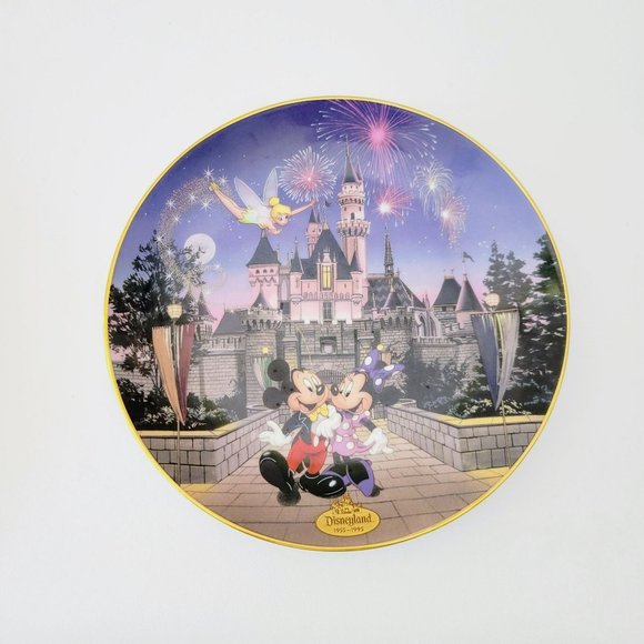 Disney's Sleeping Beauty Castle Anniversary Plate, Disneyland 1955-95 Tinkerbell - Picture 1 of 10